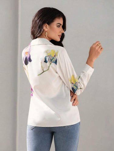 MyWestern Floral Print Twist Front Shirt MyWestern